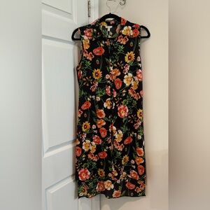 NWT Spense Black Floral Midi sleeveless front button up Dress M